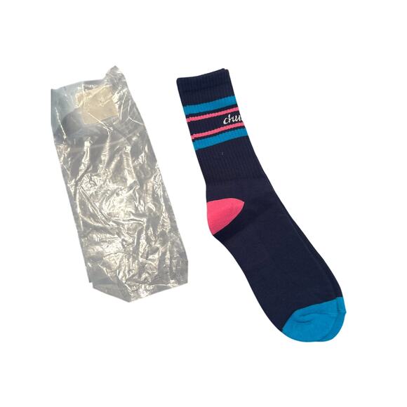 New in Package Chubbies Crew Socks Color Block Footbed Measures 9" - Picture 1 of 4